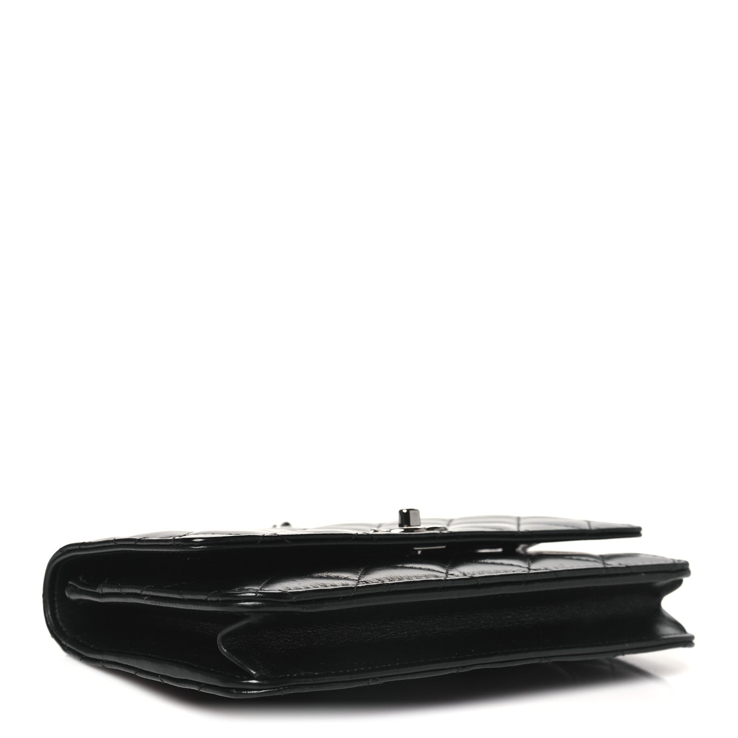 Chanel Shiny Crumpled Calfskin Strass Quilted Top Handle Wallet On Chain WOC Black 4 of 11