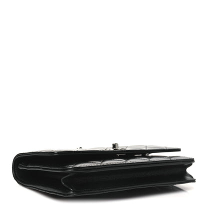 Chanel Shiny Crumpled Calfskin Strass Quilted Top Handle Wallet On Chain WOC Black 4 of 11