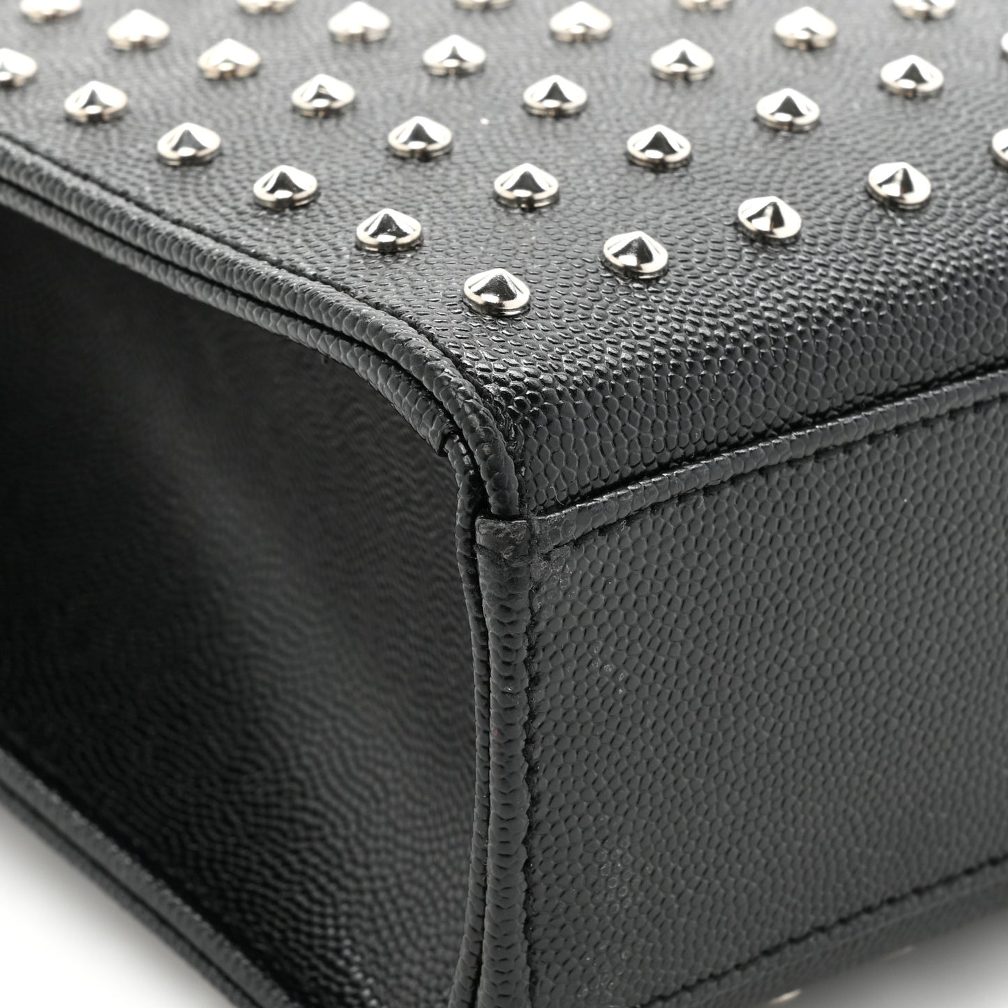 Grain de Poudre Matelasse Studded Large Monogram Satchel Black