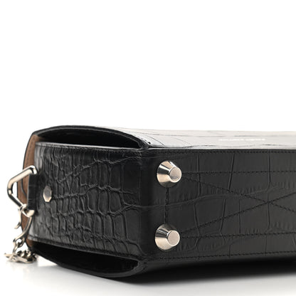 Alexander McQueen Calfskin Crocodile Embossed Box Shoulder Bag 19 Black 8 of 10