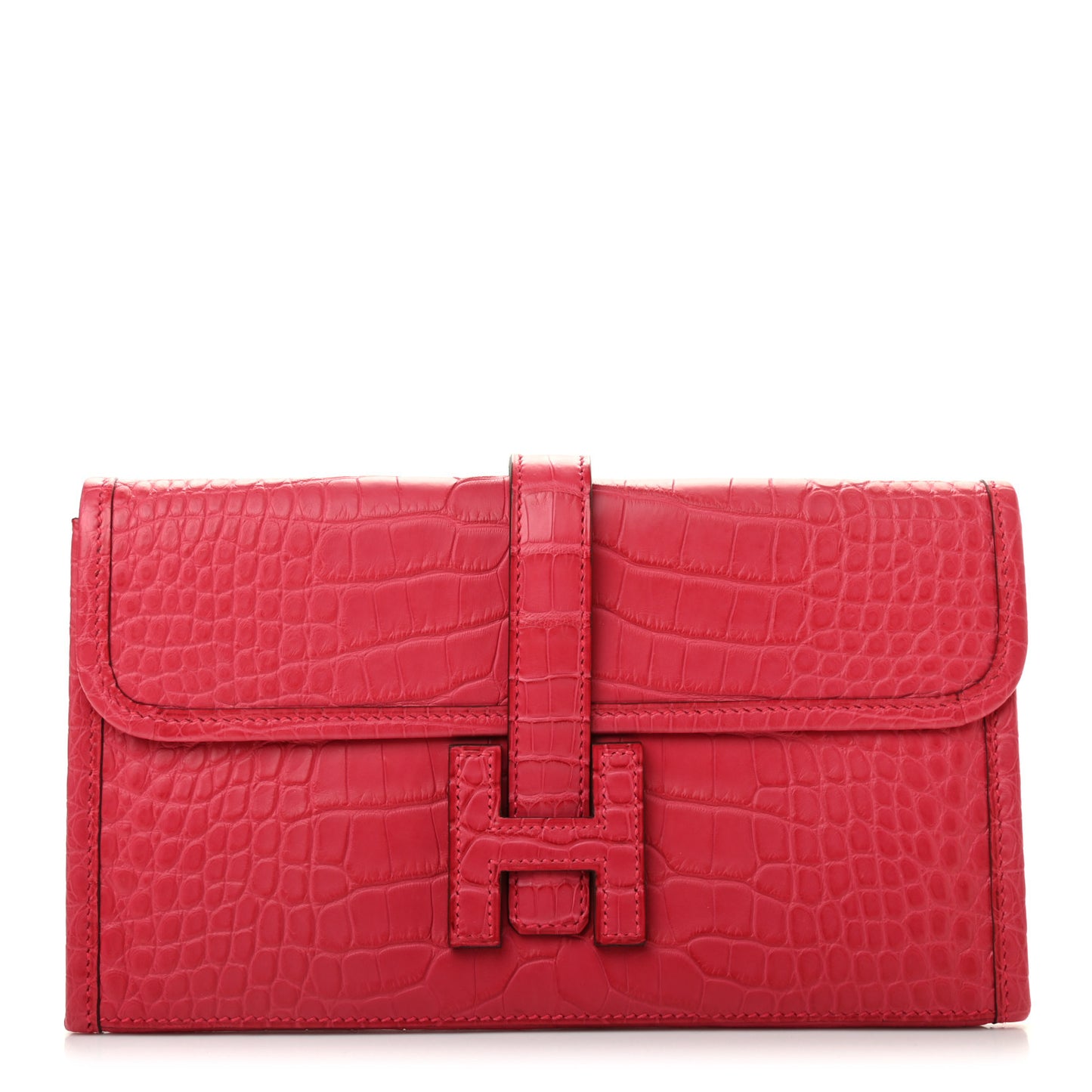 Matte Alligator Jige Duo Clutch Framboise