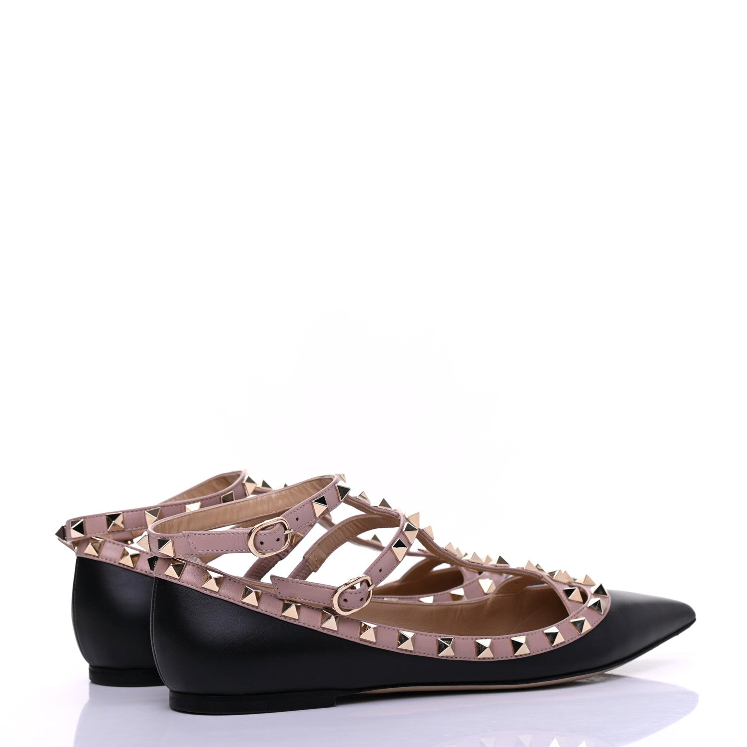 Valentino Garavani Nappa Rockstud Cage Ballerina Flats 38 Black Poudre 7 of 17