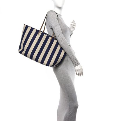 Fendi Pequin Vitello Reversible Large Shopping Tote Midnight Blue 2 of 11