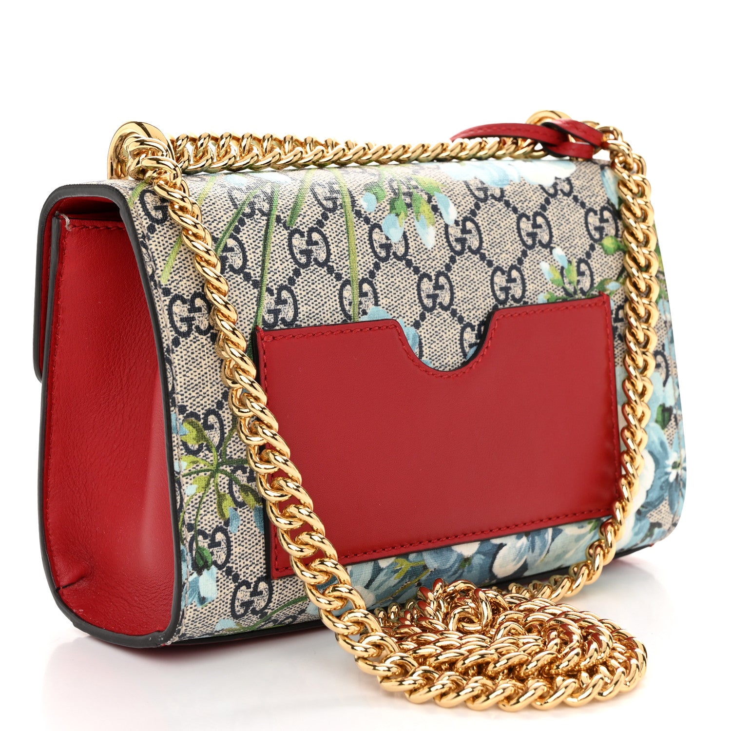 Gucci GG Supreme Monogram Blooms Small Padlock Shoulder Bag Beige Blue Navy Hibiscus Red 3 of 11