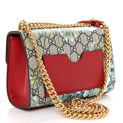 Gucci GG Supreme Monogram Blooms Small Padlock Shoulder Bag Beige Blue Navy Hibiscus Red 3 of 11