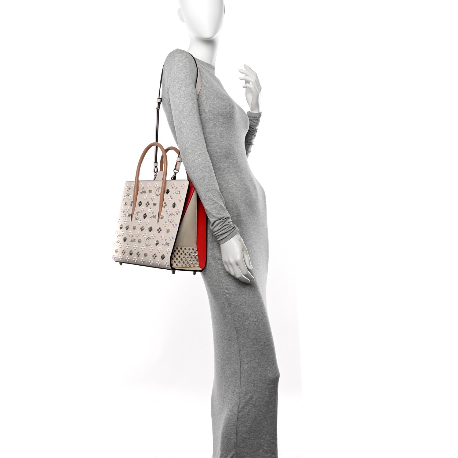 Christian Louboutin Calfskin Spikes Medium Loubinthesky Ivory 3 of 11