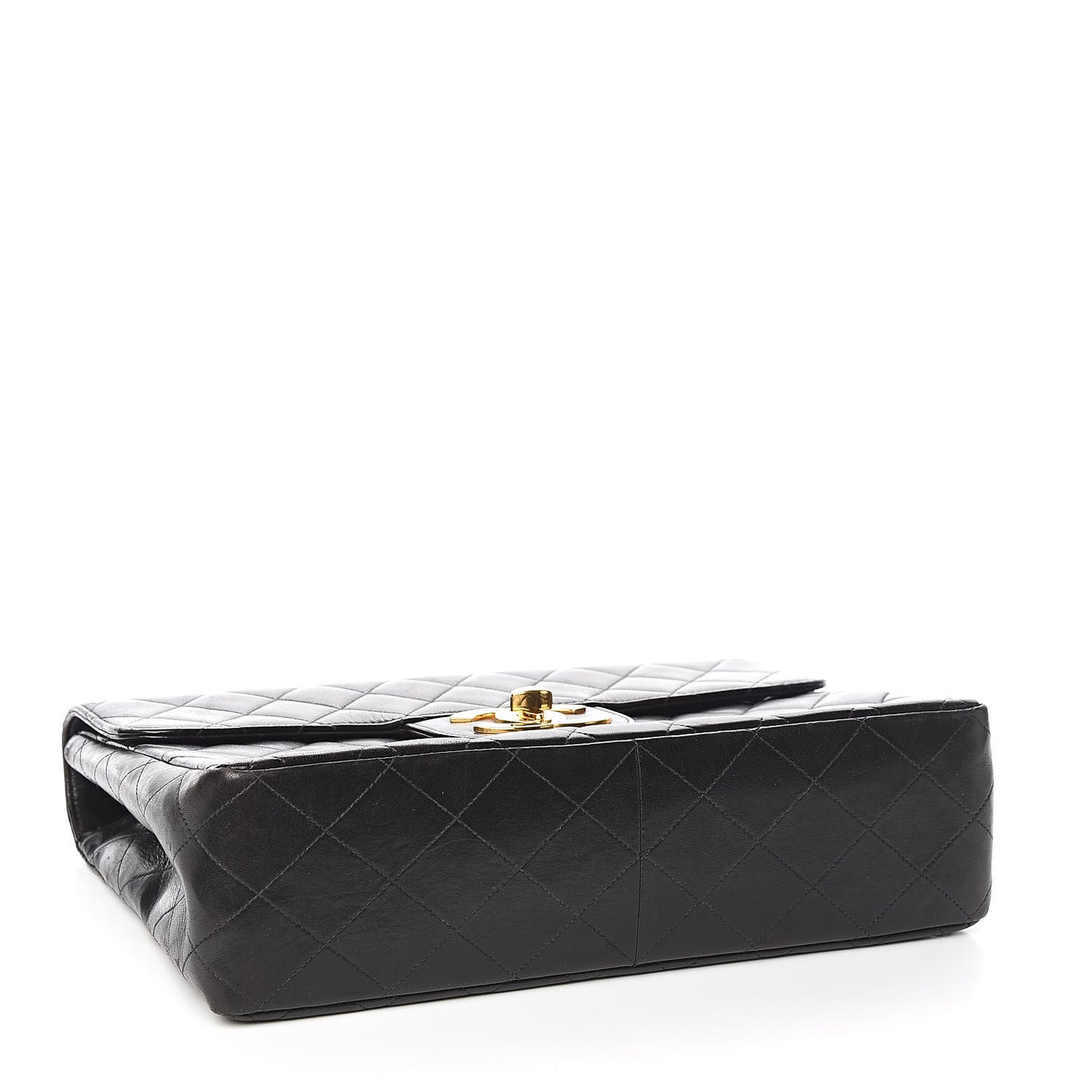 Lambskin Quilted XL Jumbo Single Flap Black