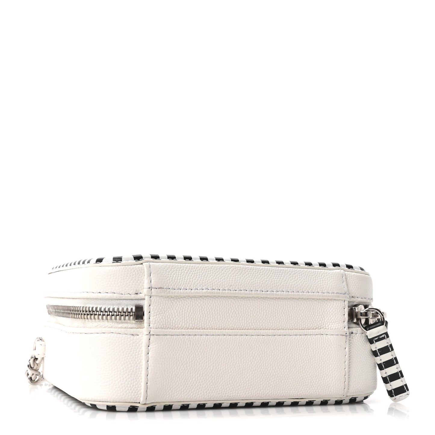 Caviar Quilted Striped Small CC Filigree Vanity Case White Black
