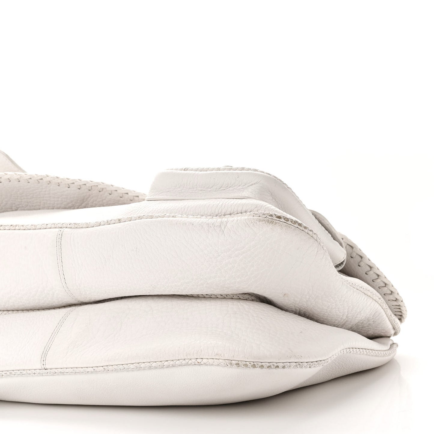 Calfskin Braided Gaucho Double Saddle Bag White