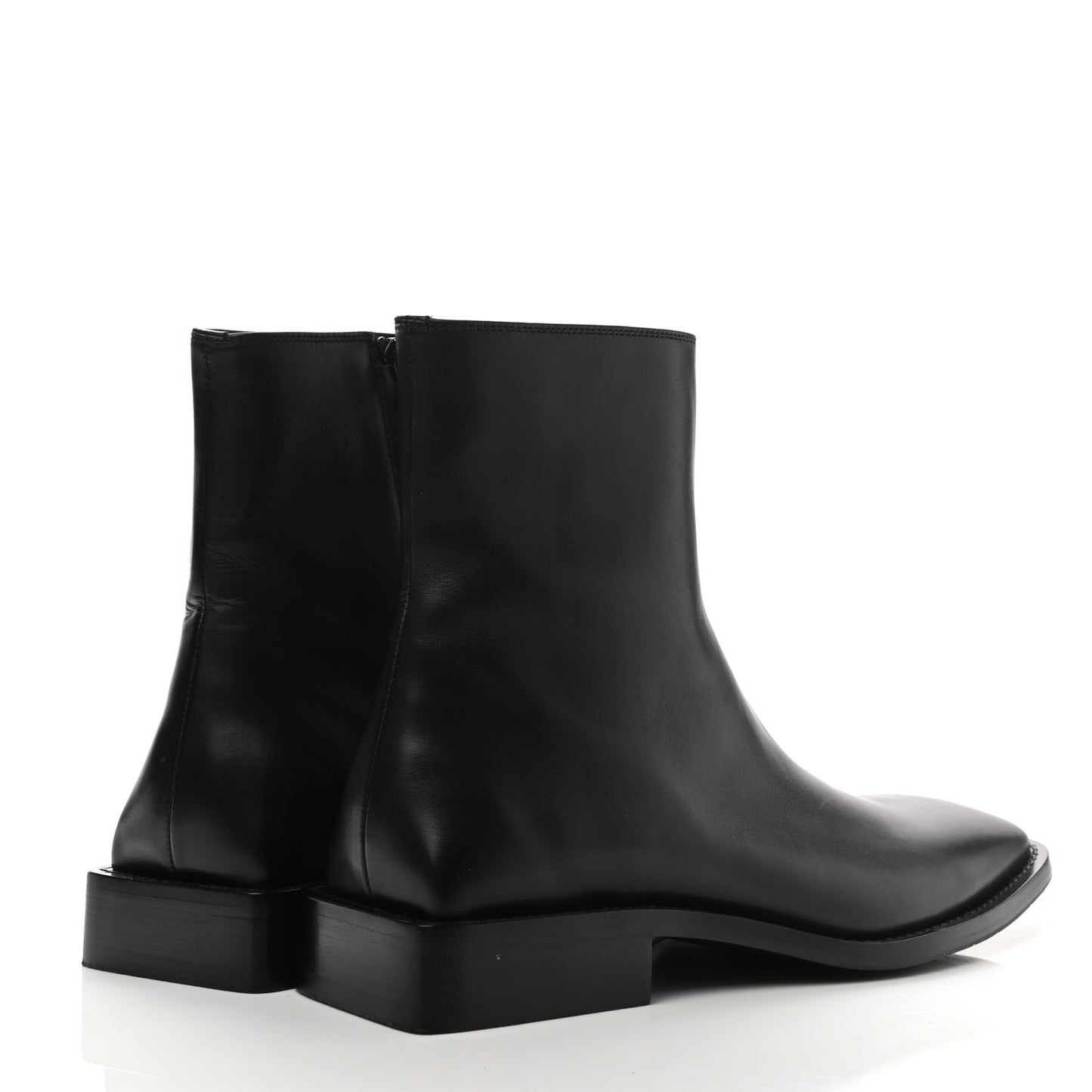 Calfskin Mens Zippered Ankle Boots 43 Black