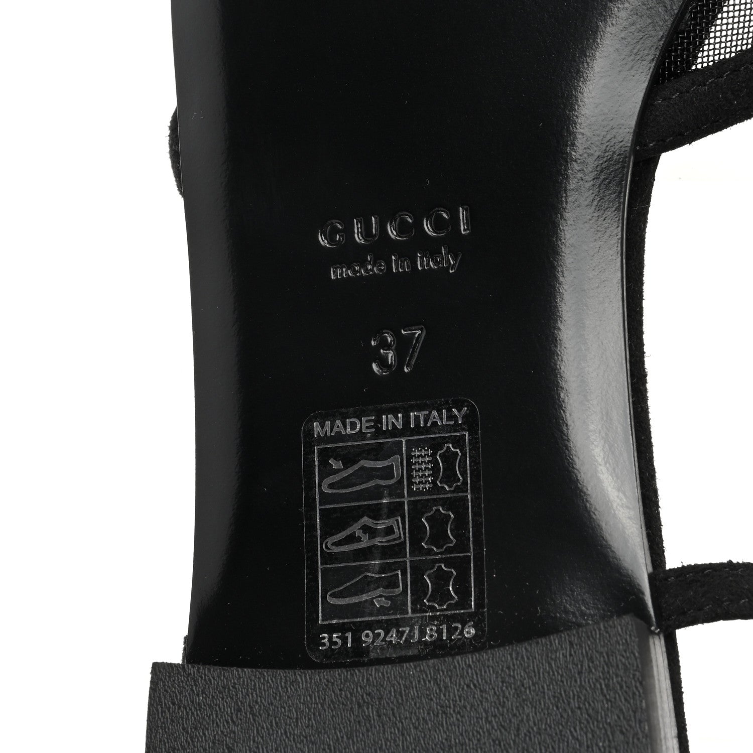 Gucci Suede Mesh Crystal GG Monogram Slingback Ballet Flats 37 Black 6 of 7