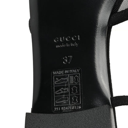 Gucci Suede Mesh Crystal GG Monogram Slingback Ballet Flats 37 Black 6 of 7