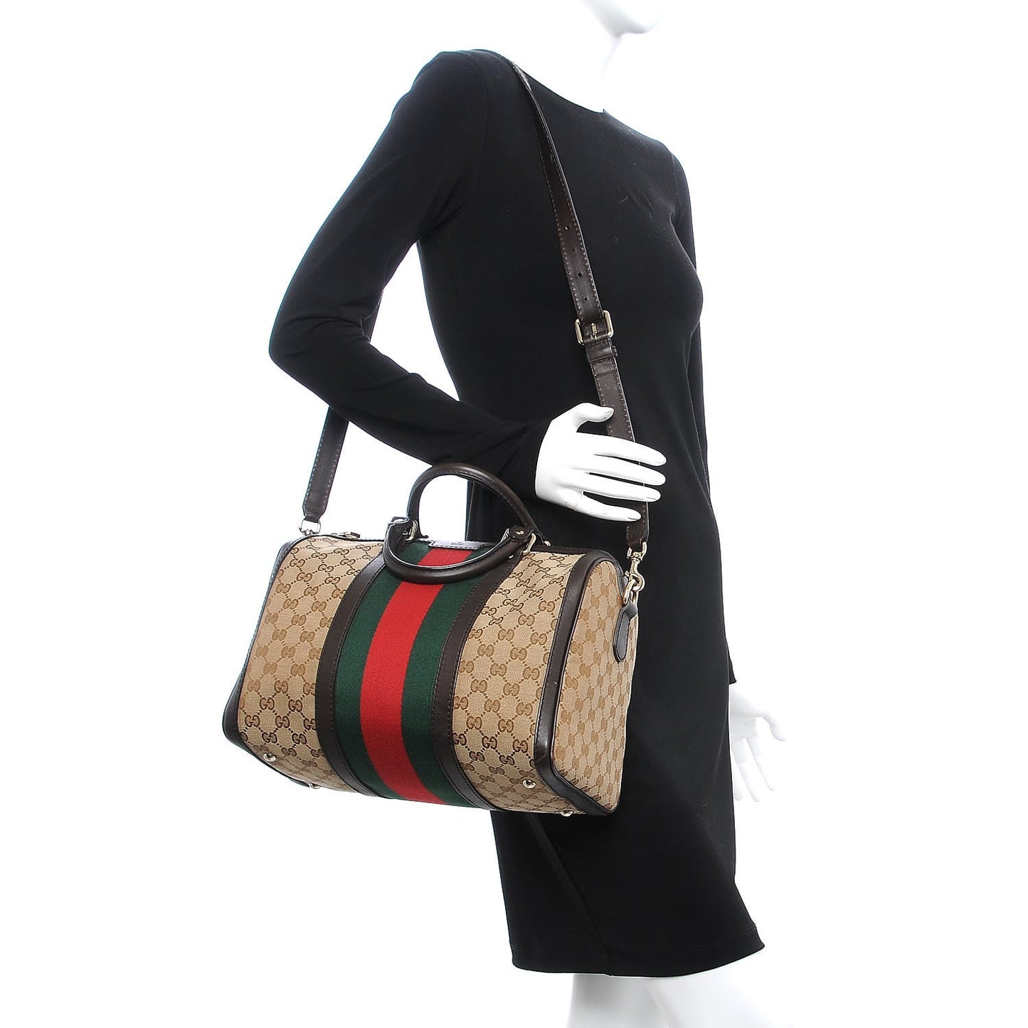 Monogram Vintage Web Medium Boston Dark Brown