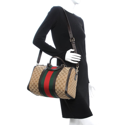 Gucci Monogram Vintage Web Medium Boston Dark Brown 2 of 15