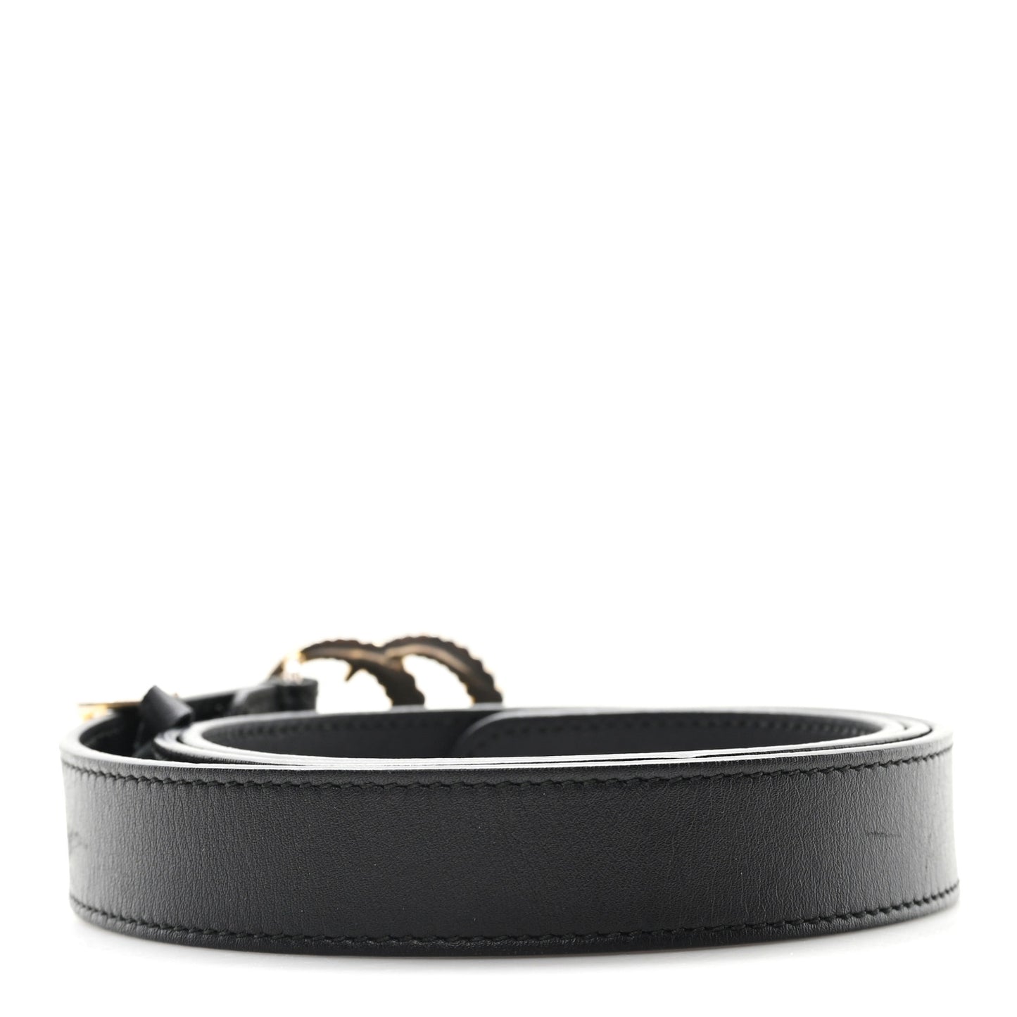 Moon Calfskin Torchon Double G 25mm Belt 95 38 Black