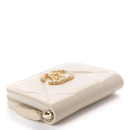 Chanel Lambskin Quilted 19 Zip Around Coin Purse Wallet Beige 4 of 8