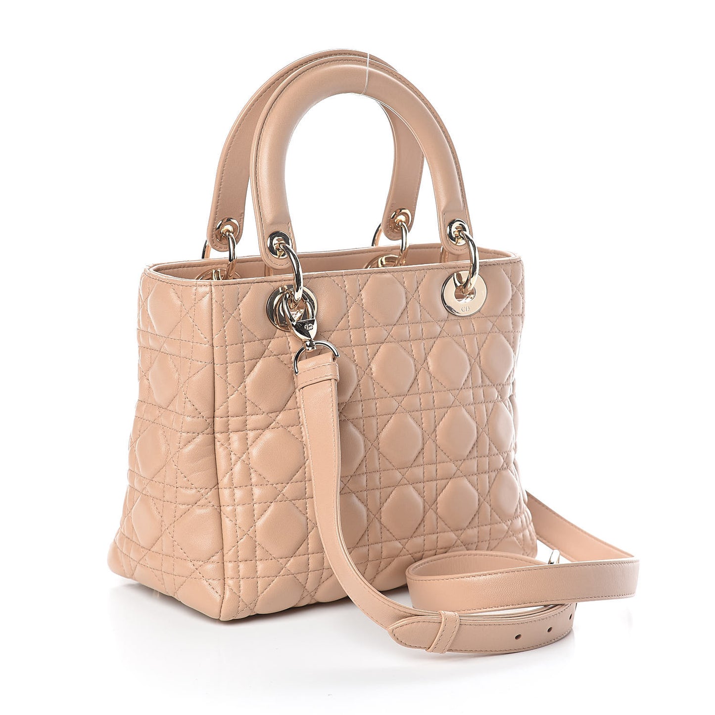 Lambskin Cannage Medium Lady Dior Beige