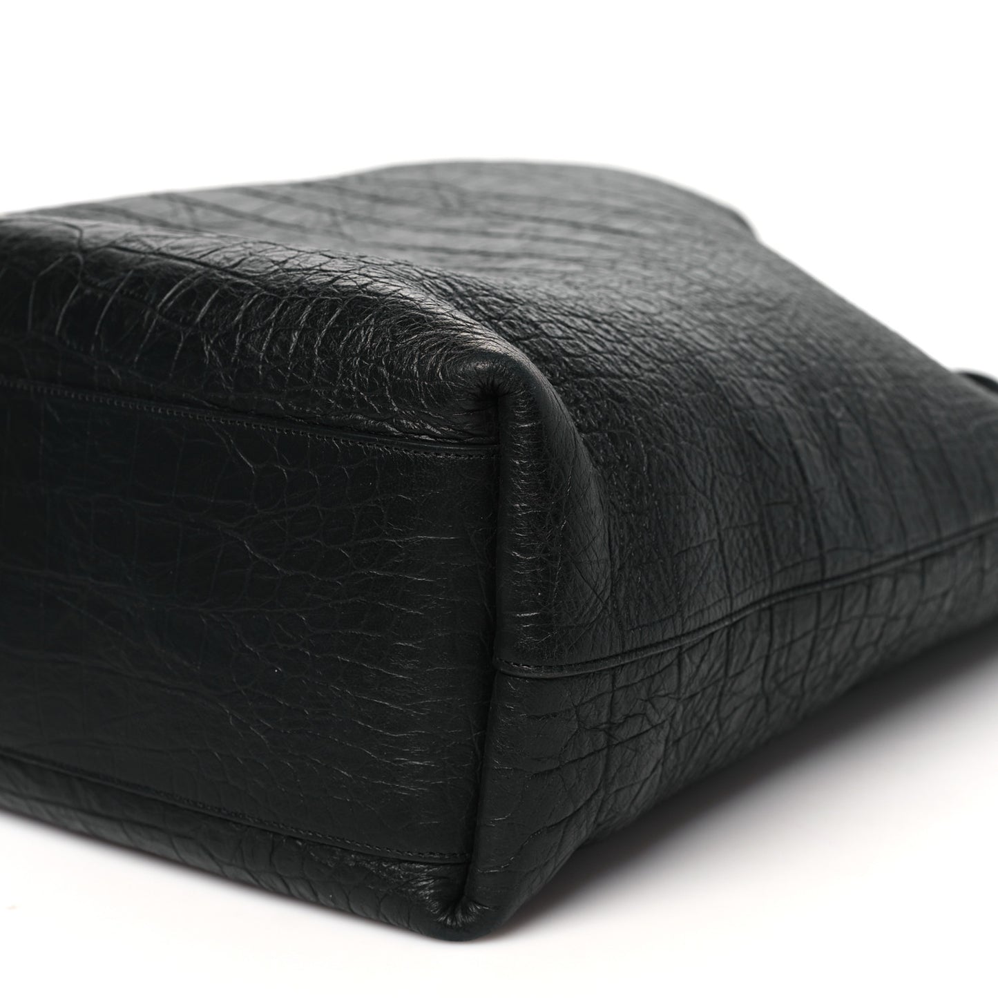 Calfskin Crocodile Embossed Bold Shopper Tote Black