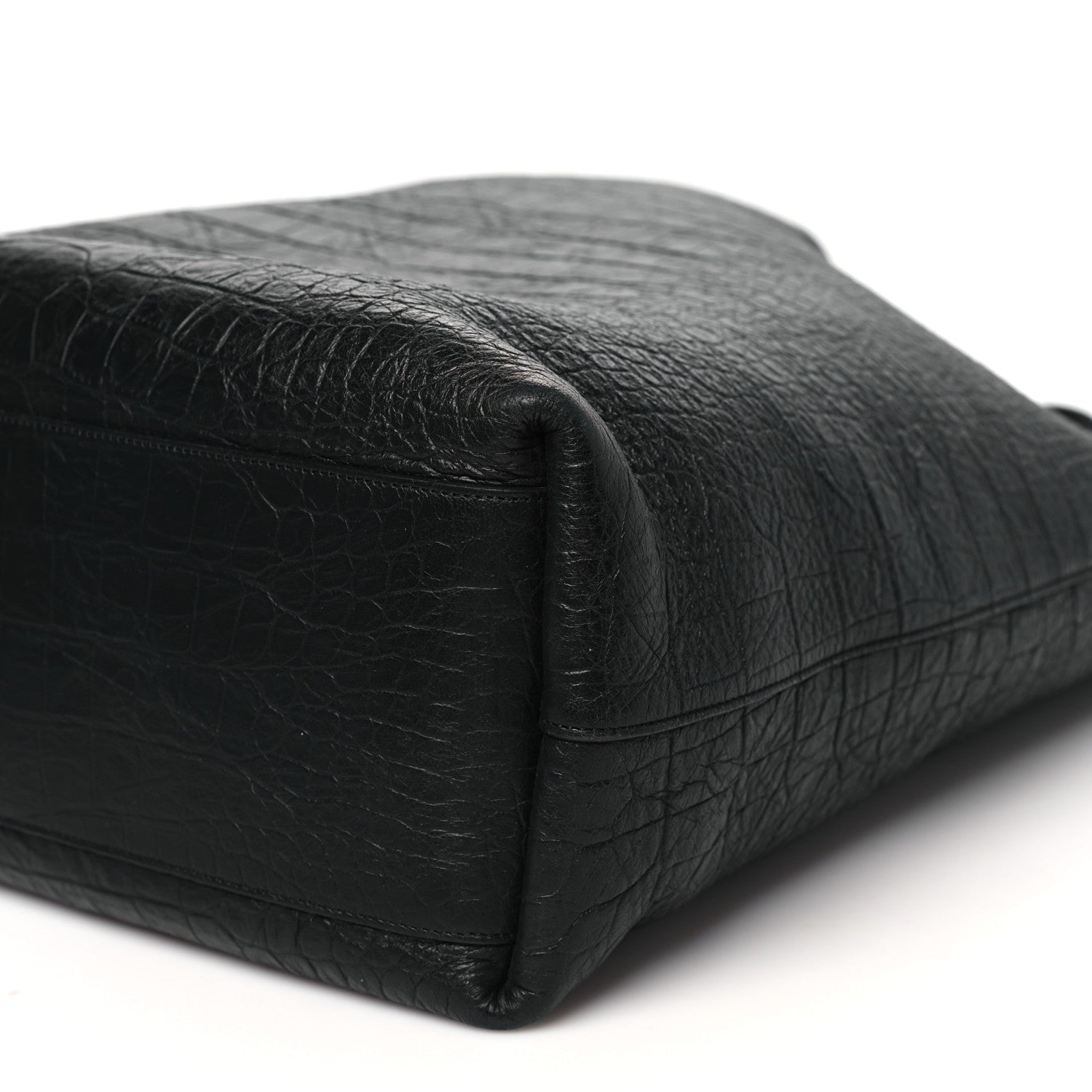 Saint Laurent Calfskin Crocodile Embossed Bold Shopper Tote Black 9 of 10
