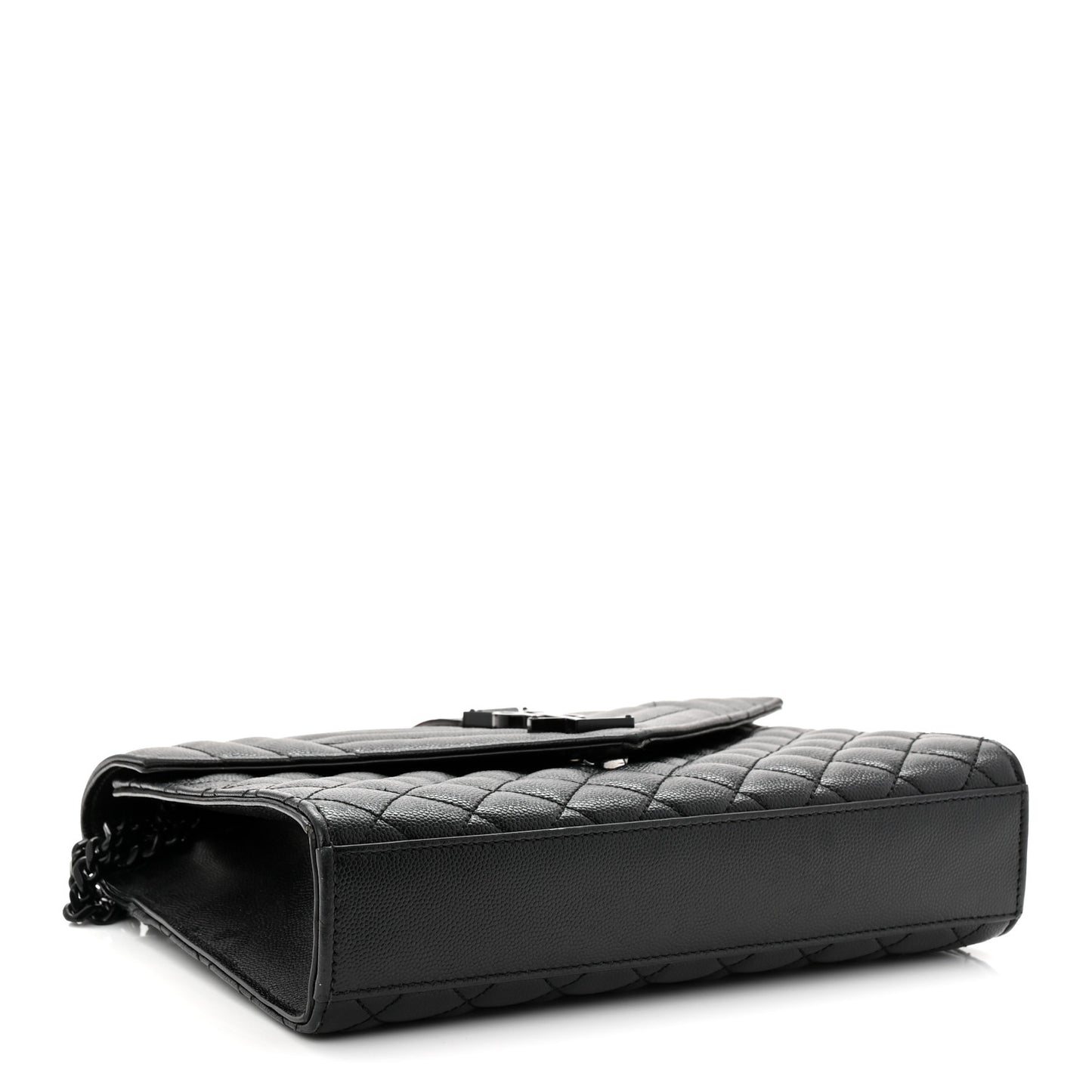 Grain De Poudre Textured Mixed Matelasse Triquilt Medium Monogram Monochrome Satchel Black