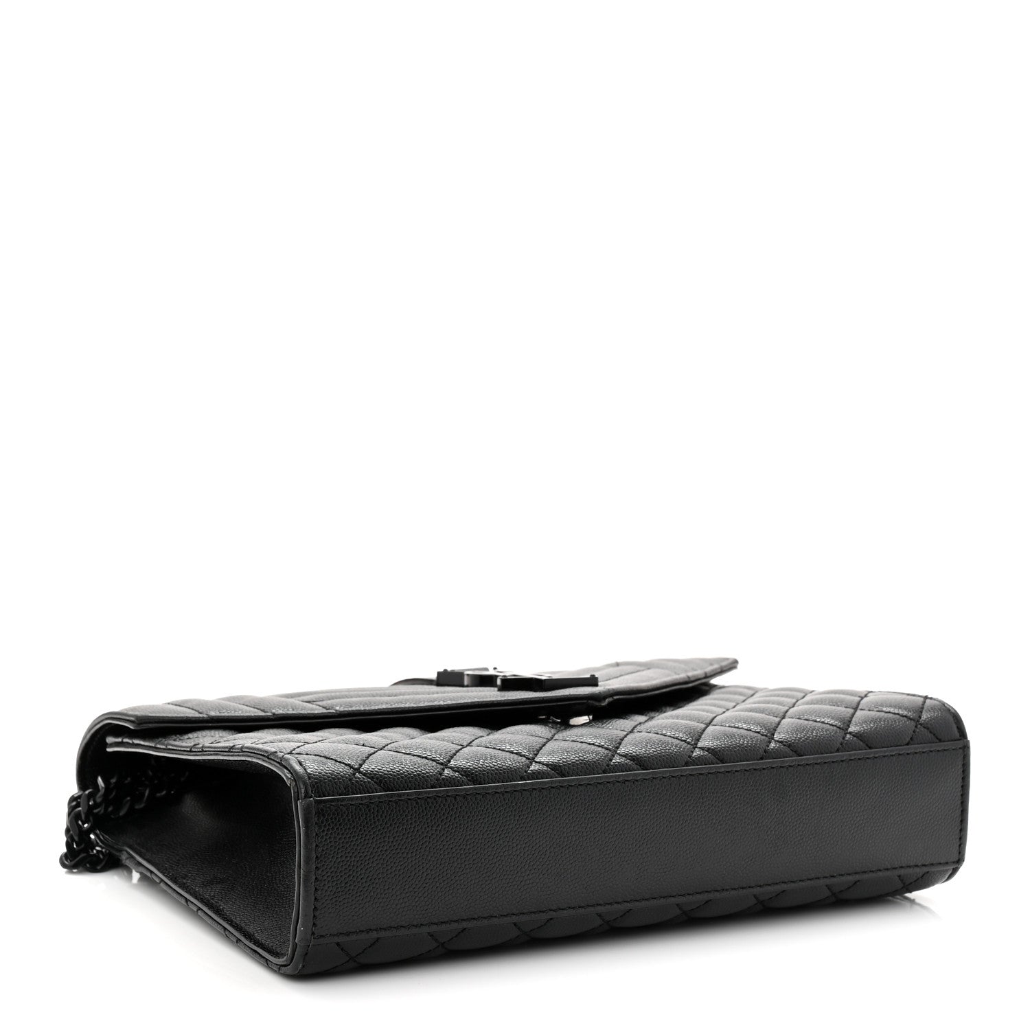 Saint Laurent Grain De Poudre Textured Mixed Matelasse Triquilt Medium Monogram Monochrome Satchel Black 4 of 11