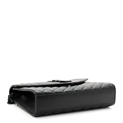 Saint Laurent Grain De Poudre Textured Mixed Matelasse Triquilt Medium Monogram Monochrome Satchel Black 4 of 11