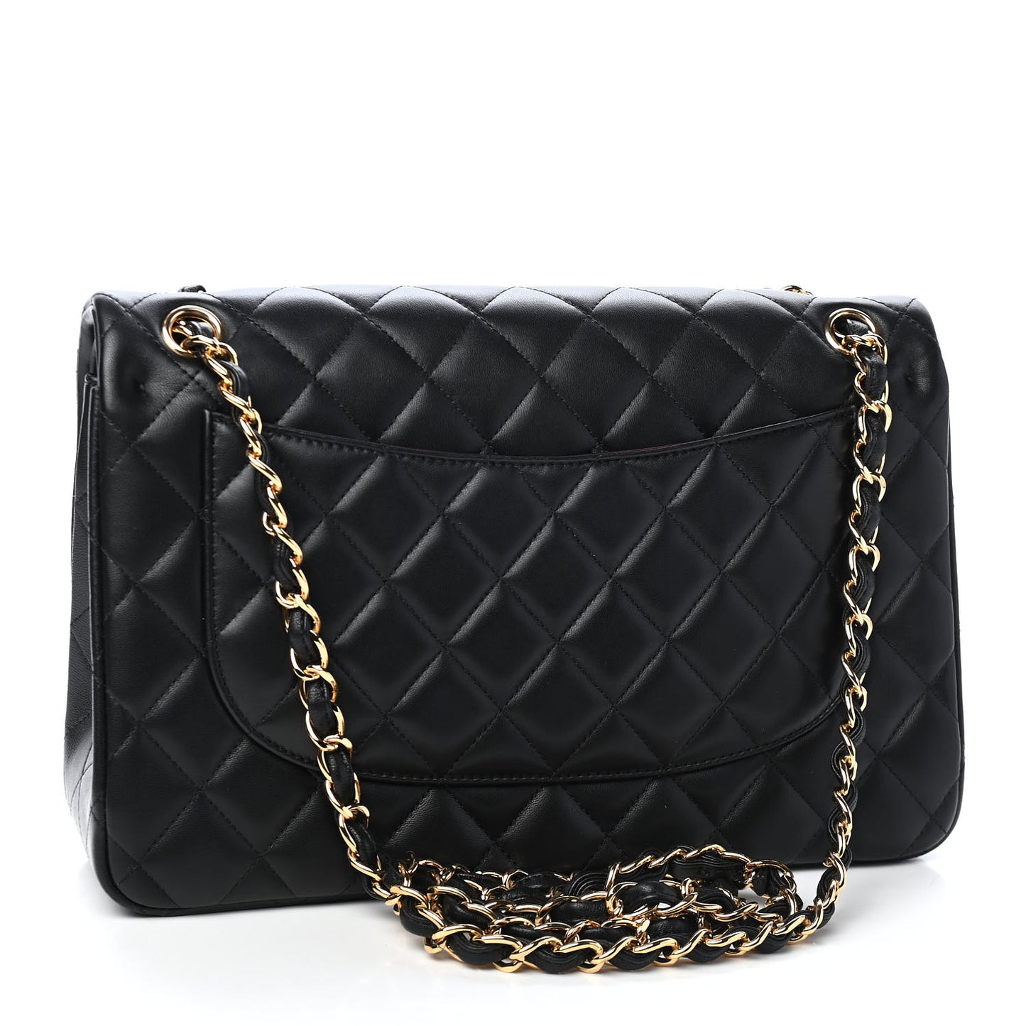 Lambskin Quilted Jumbo Double Flap Black