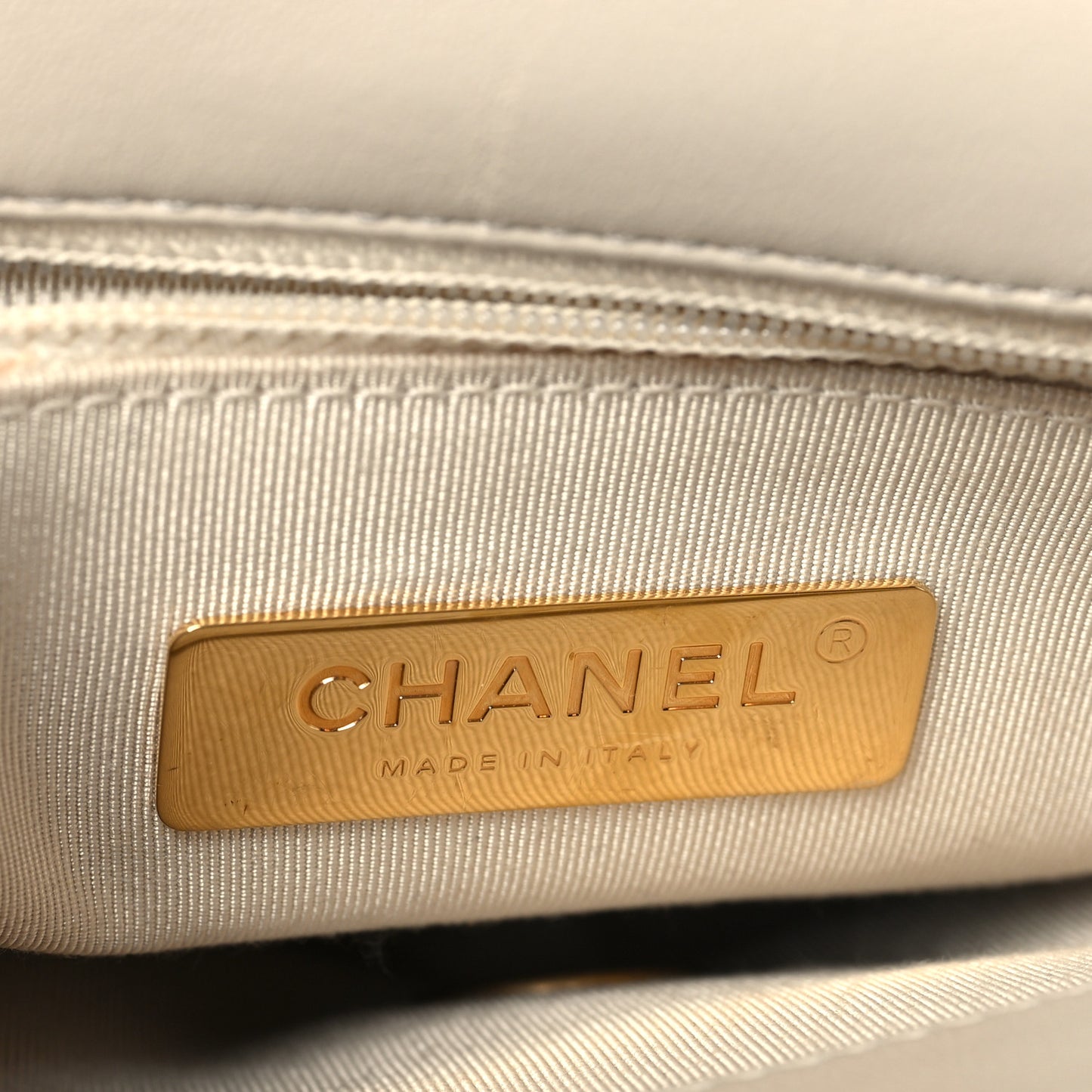 Lambskin Quilted Medium Chanel 19 Flap Light Beige