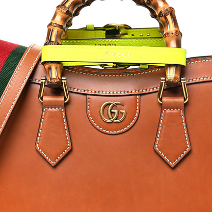 Gucci Calfskin Web Small Diana Tote Bag Cuir Yellow Fluo 8 of 10