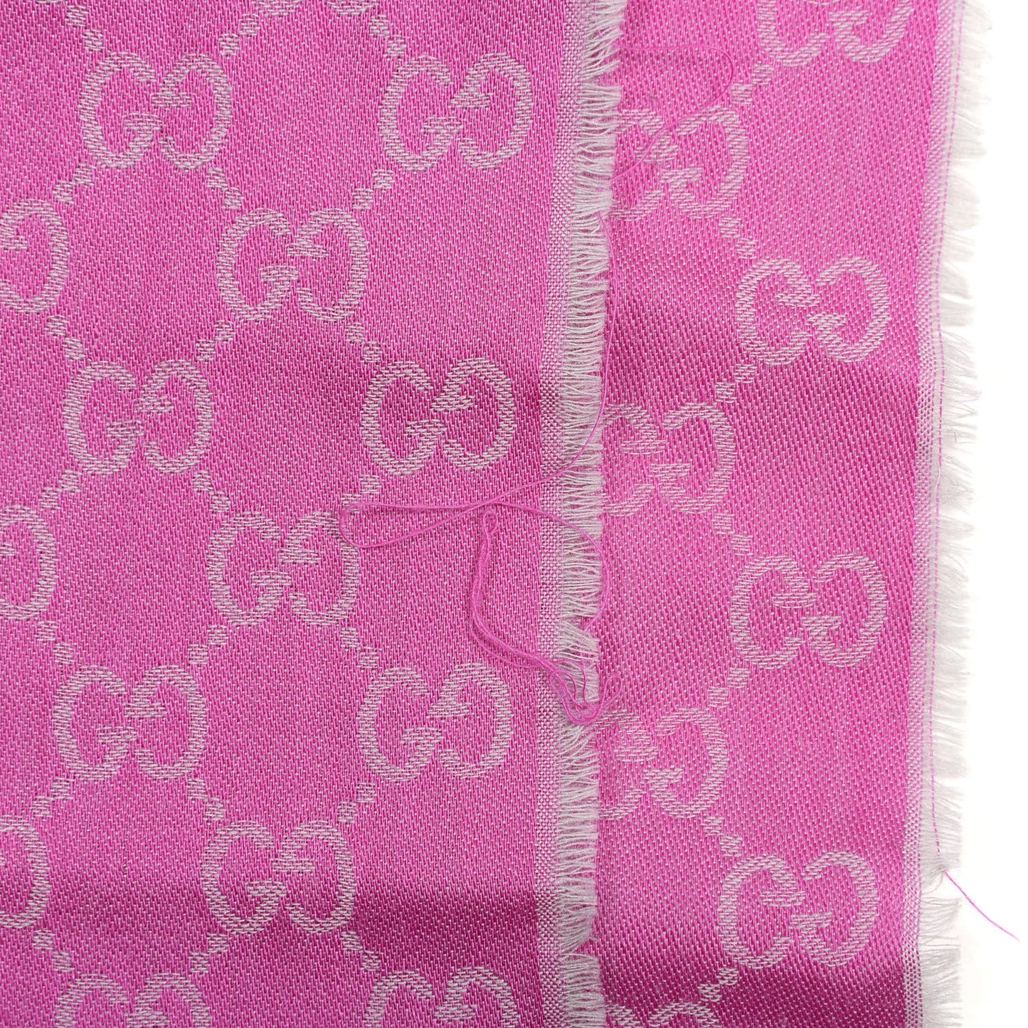 Wool Silk GG Monogram GGWeblong Fringe Scarf Shawl Zinc Pink