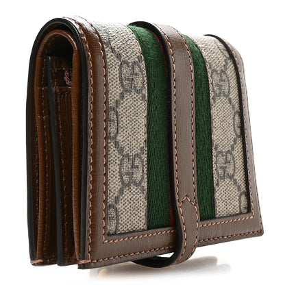 Gucci GG Supreme Monogram Textured Calfskin Web Jackie 1961 Card Case Beige Ebony Brown Sugar 3 of 8