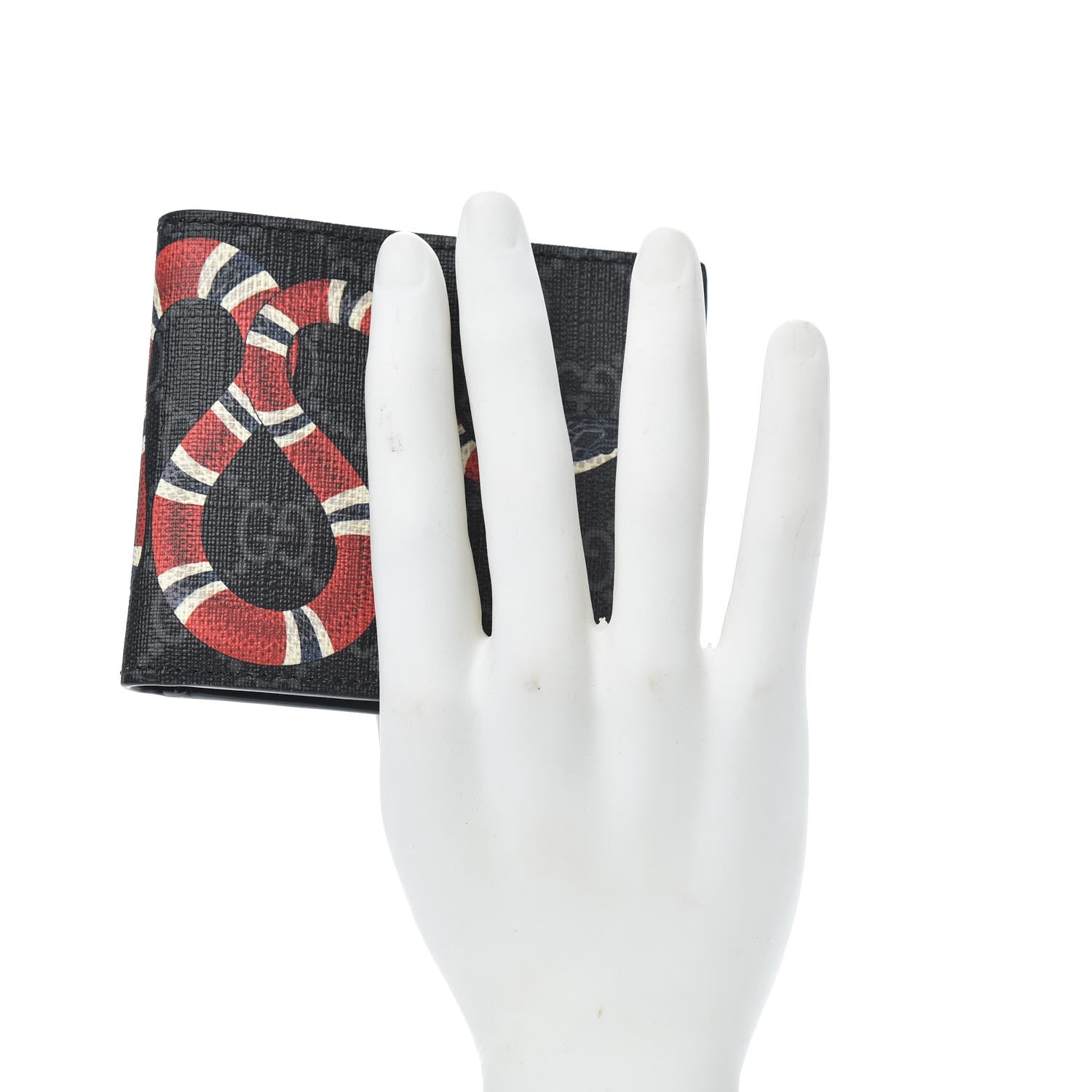 Gucci GG Supreme Monogram Kingsnake Nice Bi-Fold Wallet Black Grey 2 of 6