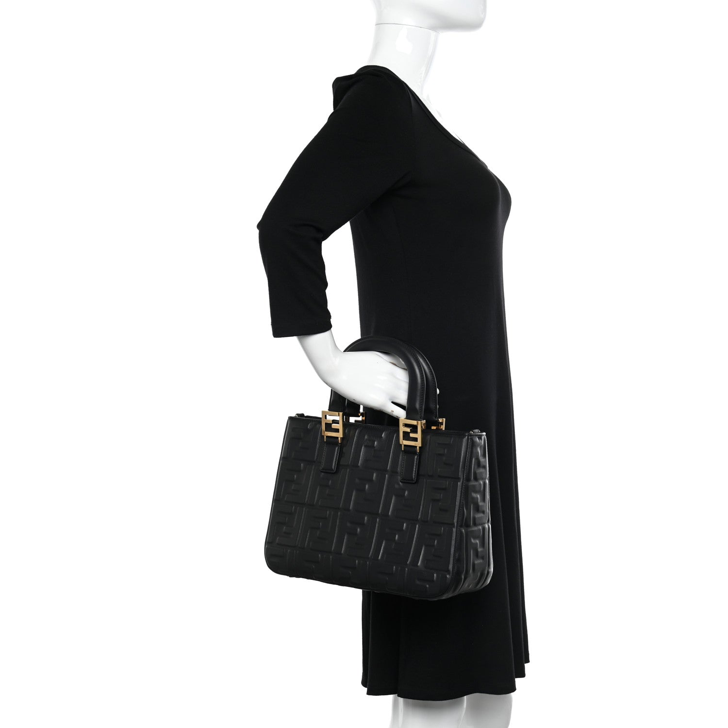 Fendi Nappa FF 1974 Embossed Small FF Tote Black 2 of 11