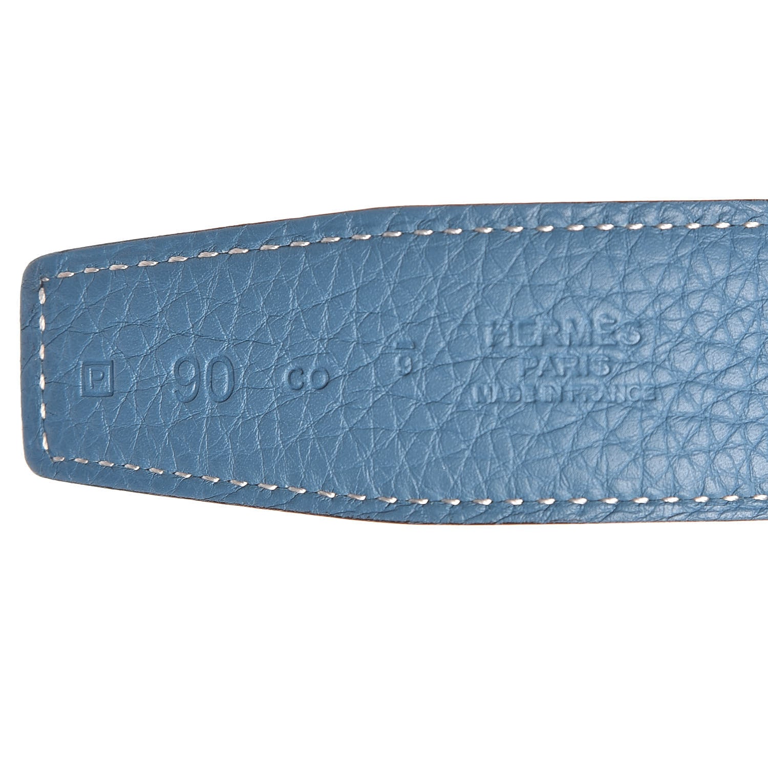 Hermes Box Togo 32mm H Belt 90 Black Blue Jean 4 of 9