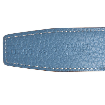Hermes Box Togo 32mm H Belt 90 Black Blue Jean 4 of 9