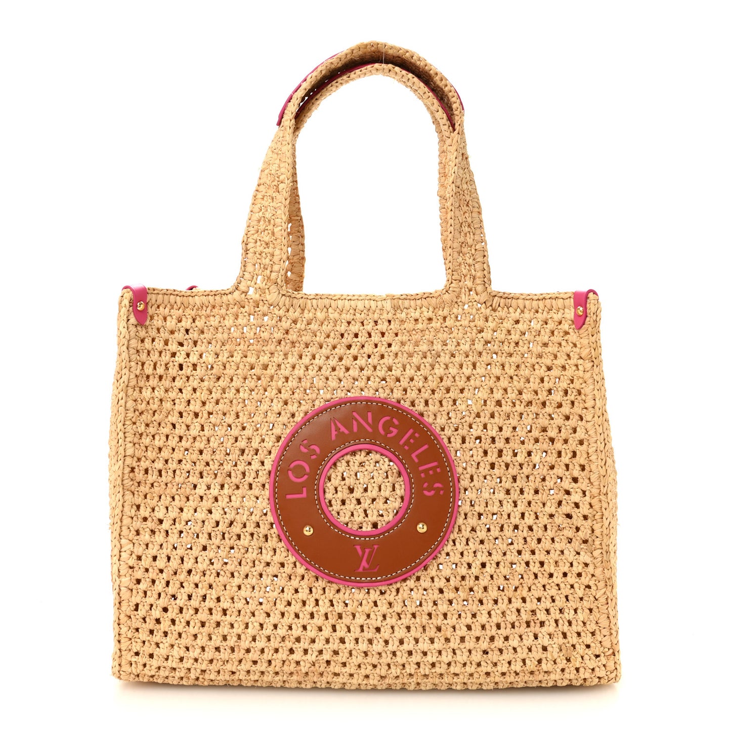 Raffia Calfskin Forte Del Marmi OnTheGo MM Natural Fuchsia