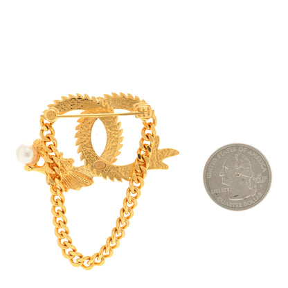 Chanel Chinese New Year Pearl Chain CC Brooch Gold 2 of 3