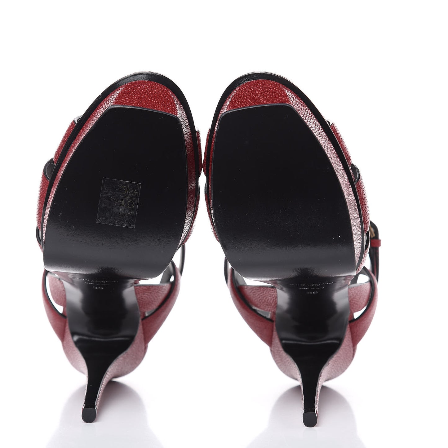 Textured Calfskin Tribute 105 Platform Sandals 39 Deep Red