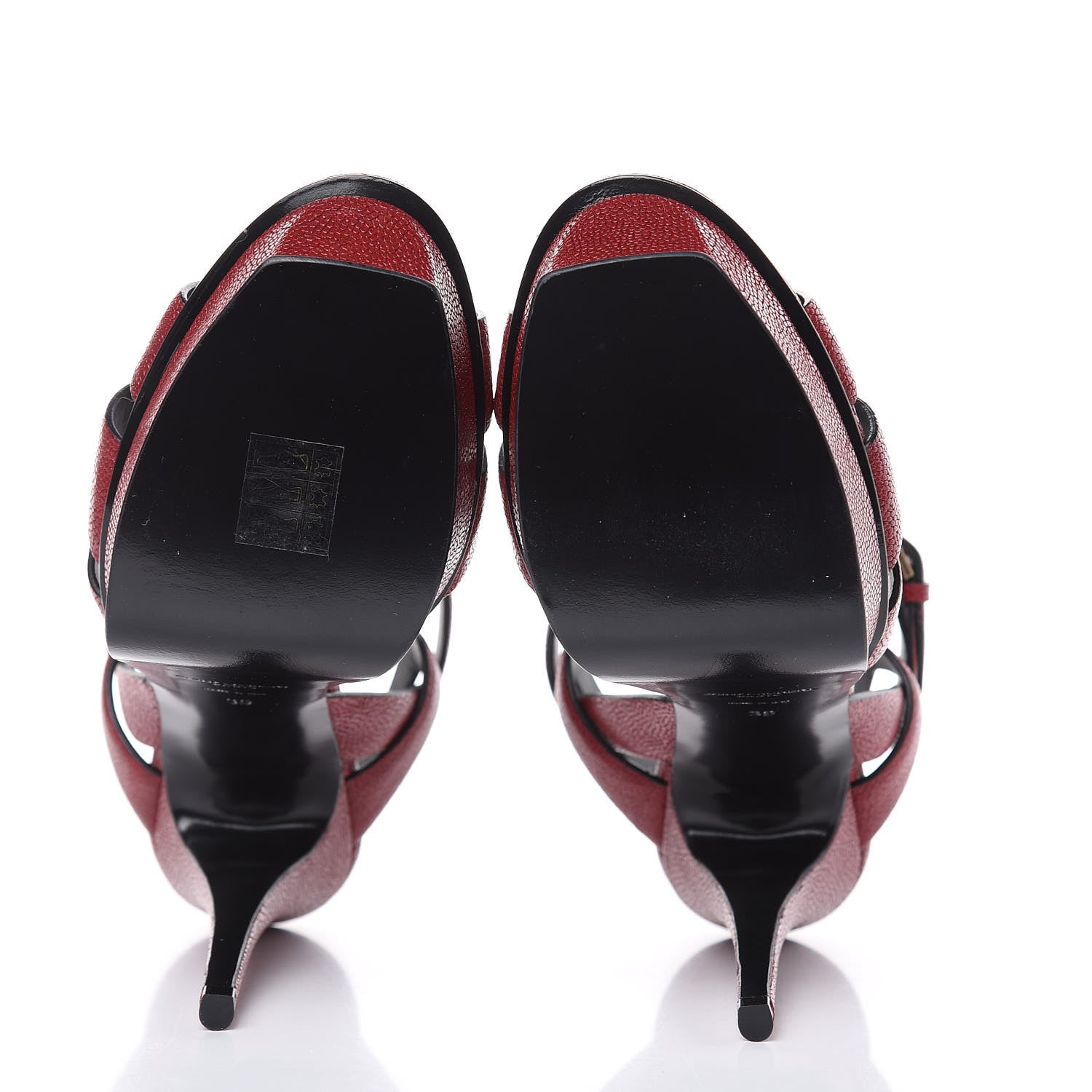 Saint Laurent Textured Calfskin Tribute 105 Platform Sandals 39 Deep Red 6 of 10