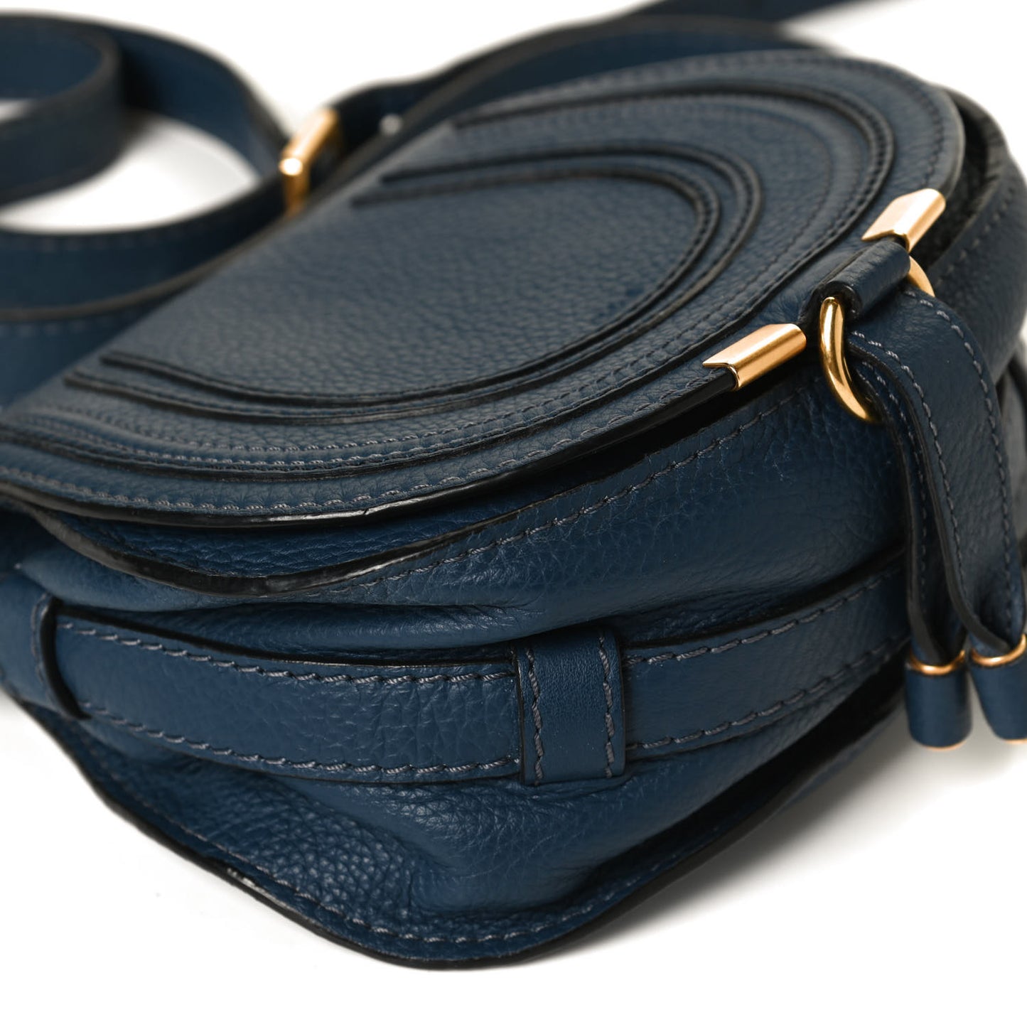 Calfskin Mini Marcie Round Crossbody Bag Royal Navy