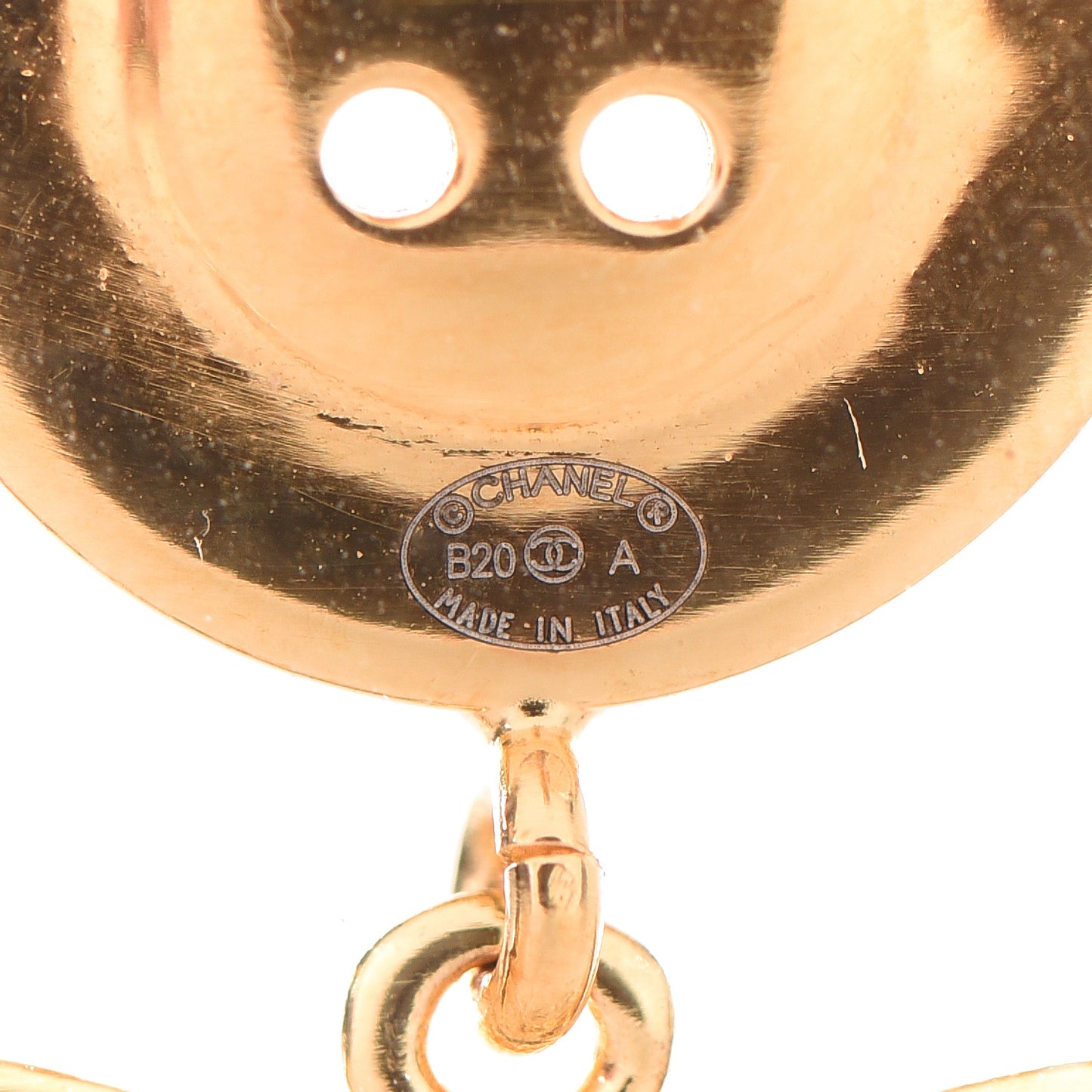 Metal Large Paris Button Earrings Gold