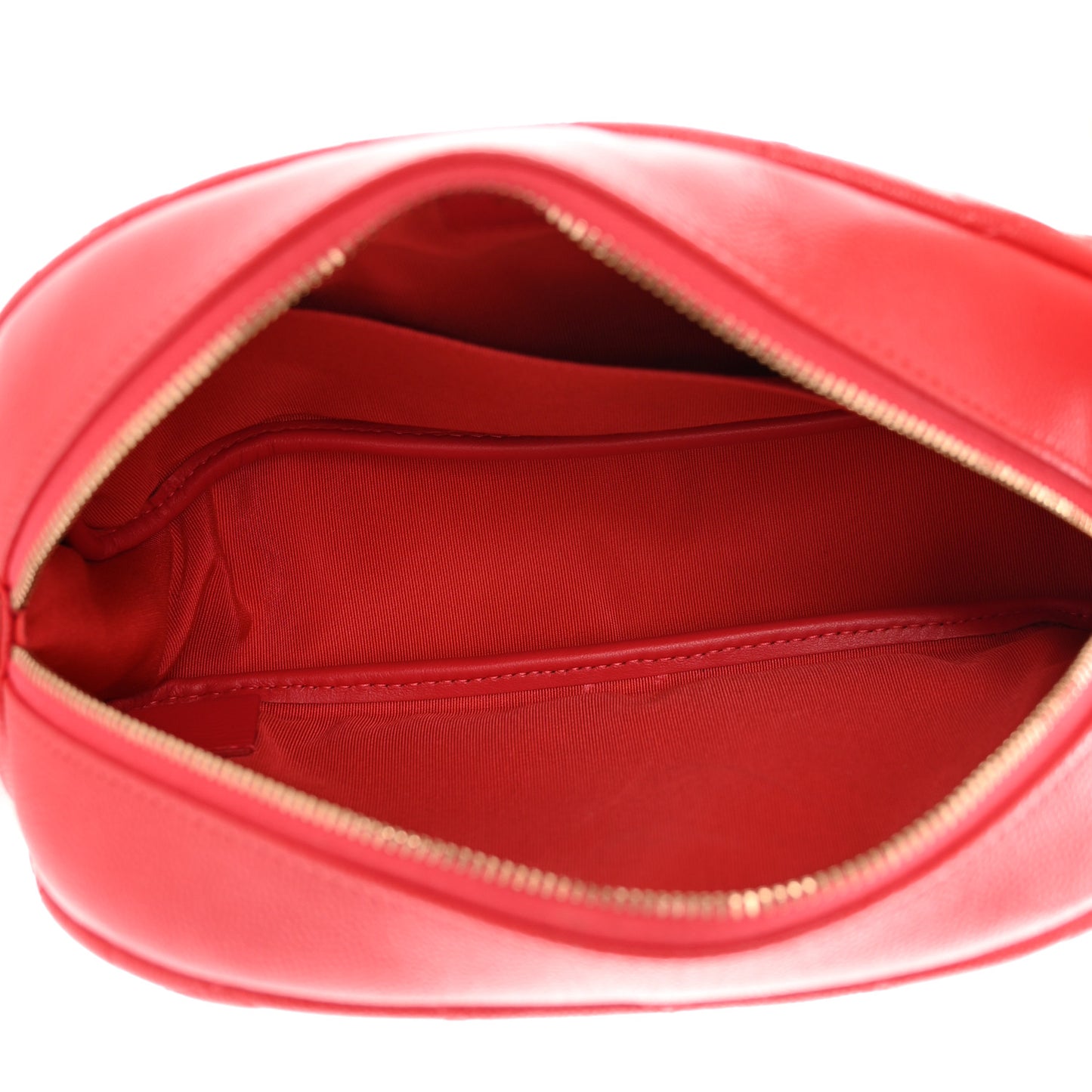 Caviar Quilted Double Zip Pouch Red