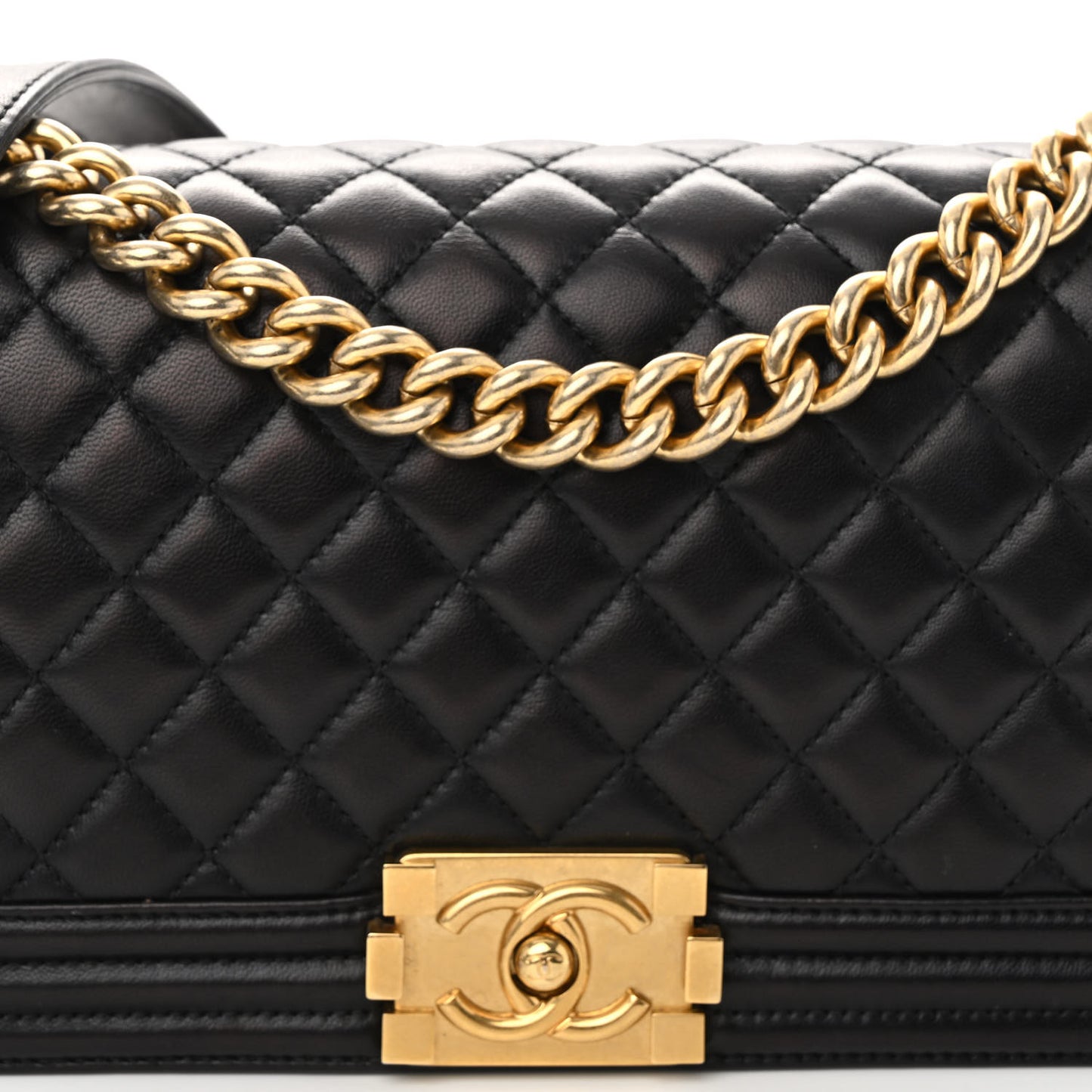 Lambskin Quilted Medium Boy Flap Black