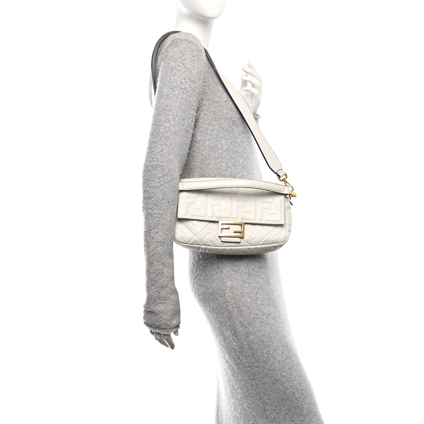 Nappa FF 1974 Embossed Baguette White