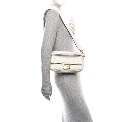 Fendi Nappa FF 1974 Embossed Baguette White 2 of 16