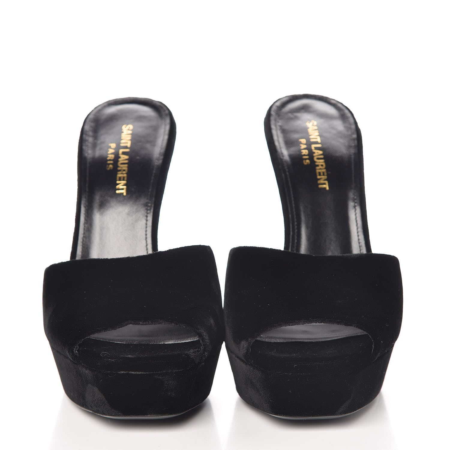 Saint Laurent Velvet Debbie Platform Slide Sandals 38 Black 2 of 13