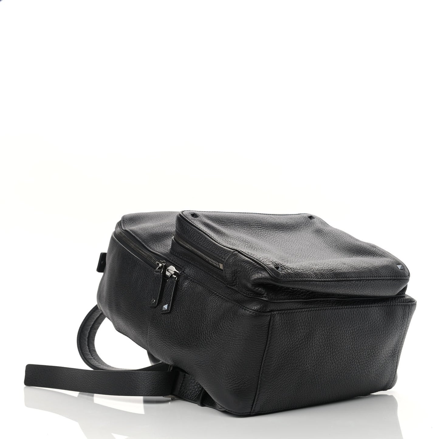 Grained Calfskin Rockstud Backpack Black