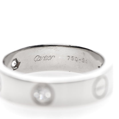 Cartier 18K White Gold 3 Diamond 5.5mm LOVE Ring 56 7.5 4 of 6