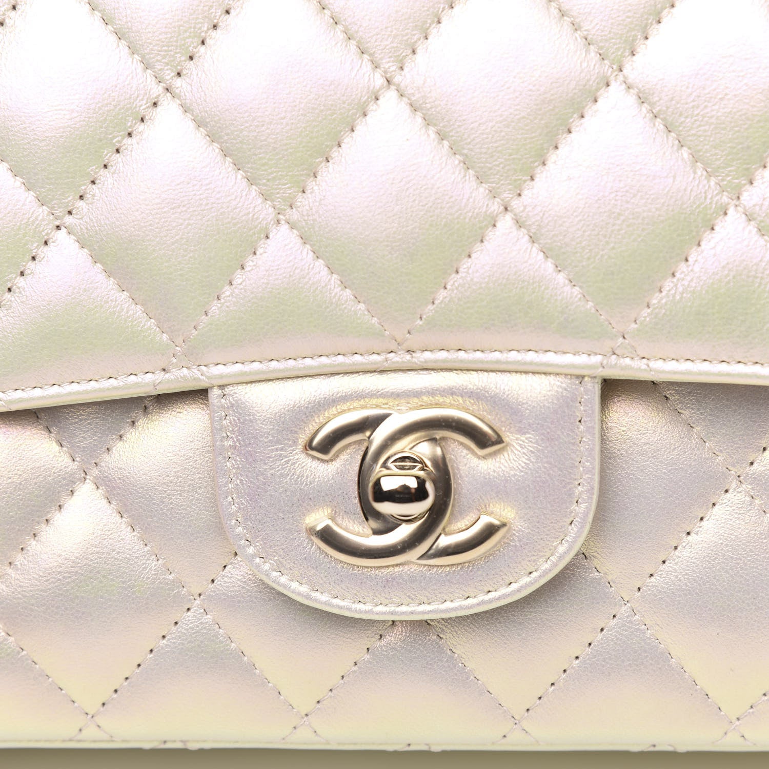 Chanel Iridescent Lambskin Quilted Medium Double Flap Ivory 8 of 12