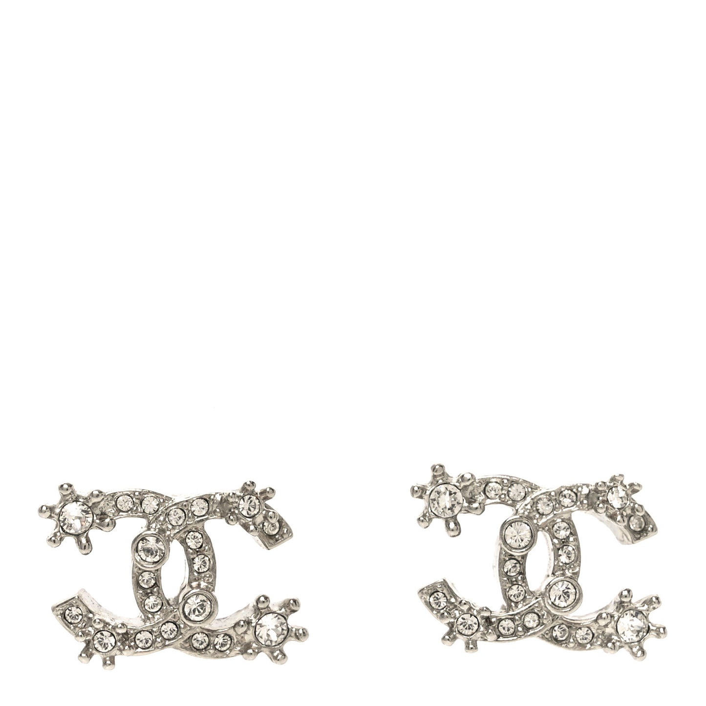 Crystal Snowflake CC Earrings Silver